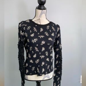 Free People Lace Sleeve Thermal Top